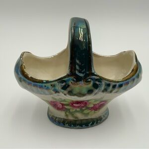 Vintage Antique Czech Porcelain Basket with Floral Design